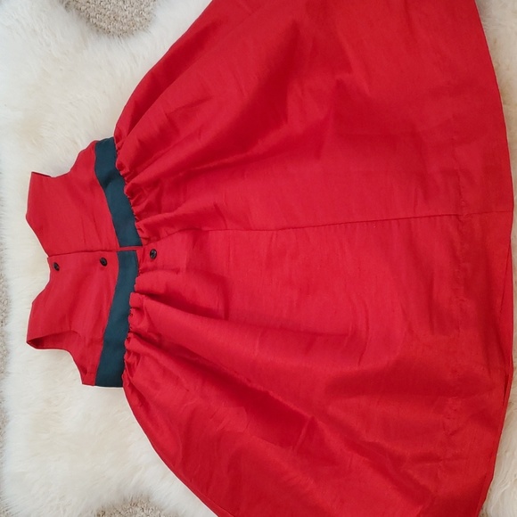 Moos Boo’s Red & Green Silk Blend Dress Size 6 - Picture 4 of 7